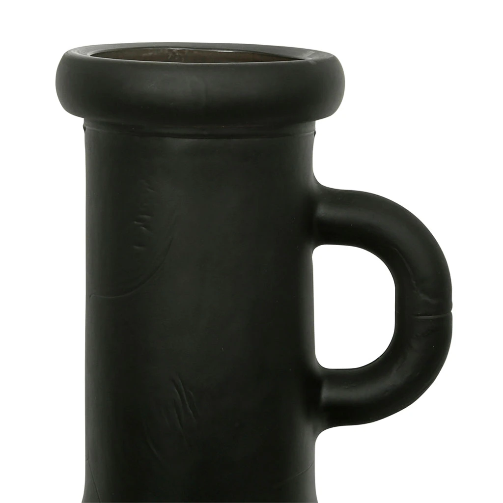 Côté Table Vase Bouteille Noir Mat En Verre Recyclé H77cm -linol 3 Côté Table Vase Bouteille Noir Mat En Verre Recyclé H77cm -linol – Image 3