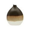 Côté Table Vase En Faience Brun Et Blanc -faro