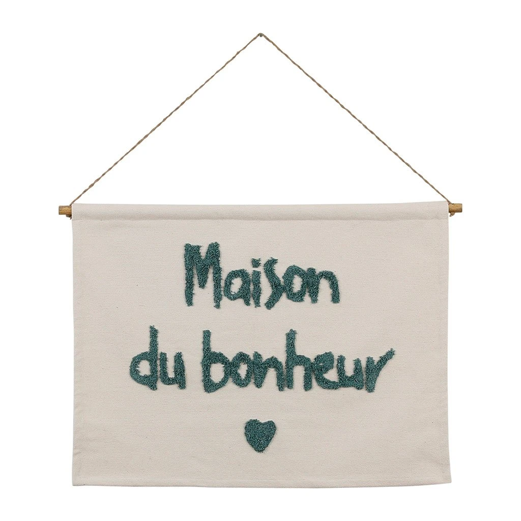 Jardin D'Ulysse Décoration Murale Tuftée écru Et Vert 80x60cm En Coton - Famille 1 Jardin D'Ulysse Décoration Murale Tuftée écru Et Vert 80x60cm En Coton - Famille