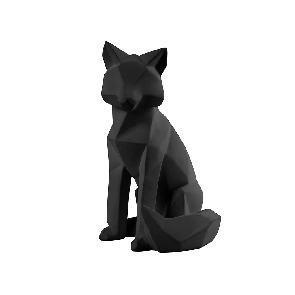 Pt' Statue Origami Fox Polyrésine Large Mat Noir 1 Pt' Statue Origami Fox Polyrésine Large Mat Noir