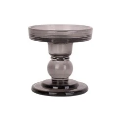 Pt' Bougeoir Art En Verre Noir D8.5xh8.8cm