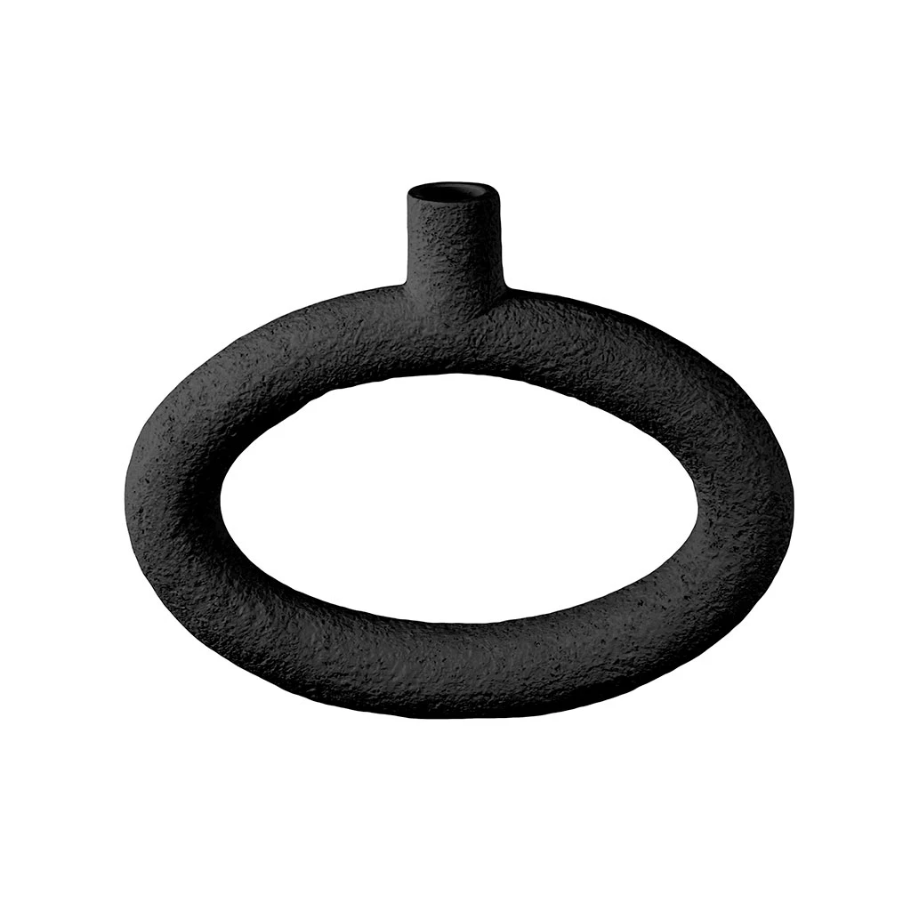 Pt' Vase Anneau Ovale En Polyresine Noir 25x6xh20.5cm 1 Pt' Vase Anneau Ovale En Polyresine Noir 25x6xh20.5cm