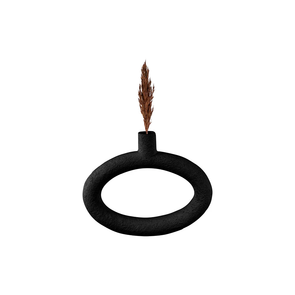Pt' Vase Anneau Ovale En Polyresine Noir 25x6xh20.5cm 2 Pt' Vase Anneau Ovale En Polyresine Noir 25x6xh20.5cm – Image 2