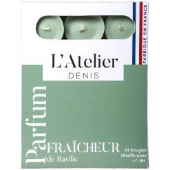 Atelier Denis Boite De 24 Bougies Chauffe-plats Parfumés Fraicheur Basilic - Vert