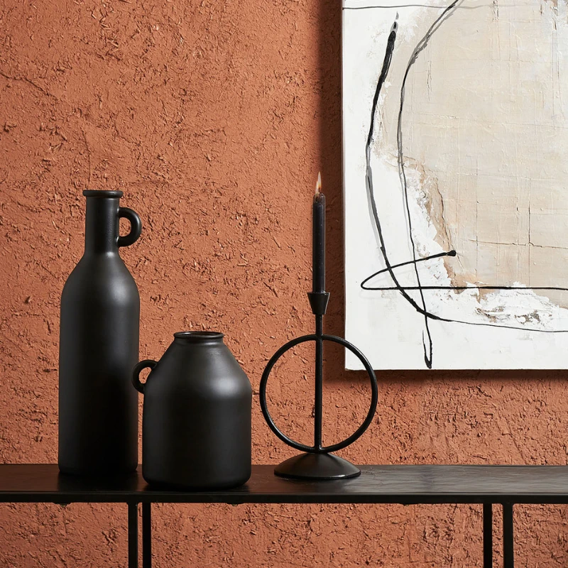 Côté Table Vase Bouteille Noir Mat En Verre Recyclé H26cm - Linol 4 Côté Table Vase Bouteille Noir Mat En Verre Recyclé H26cm - Linol – Image 4